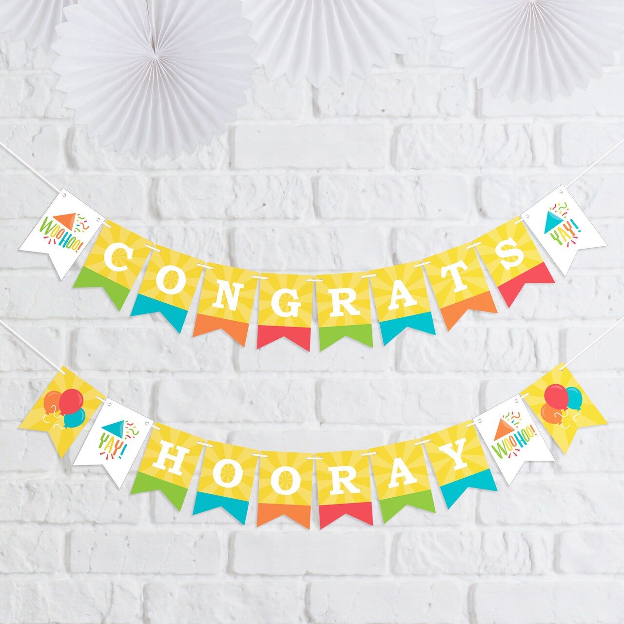 Big Dot of Happiness Congrats - Congratulations Mini Pennant Banner - Congrats Hooray
